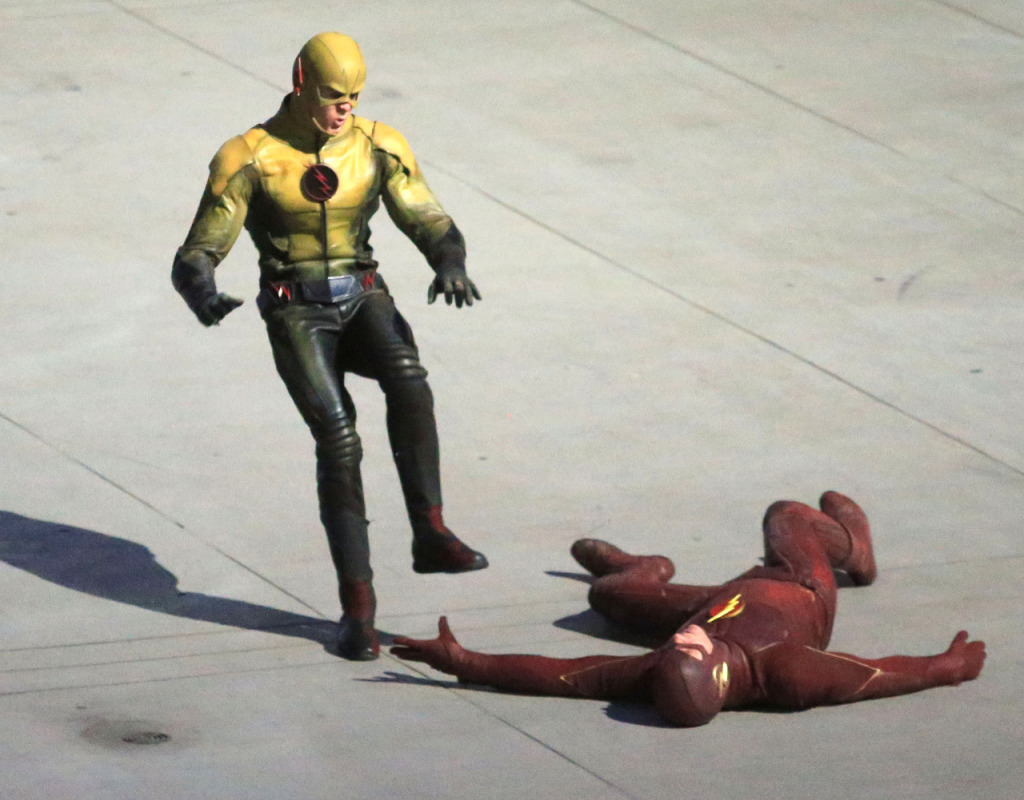 Exclusive... Grant Gustin Films A Fight Scene On The Set Of 'The Flash'