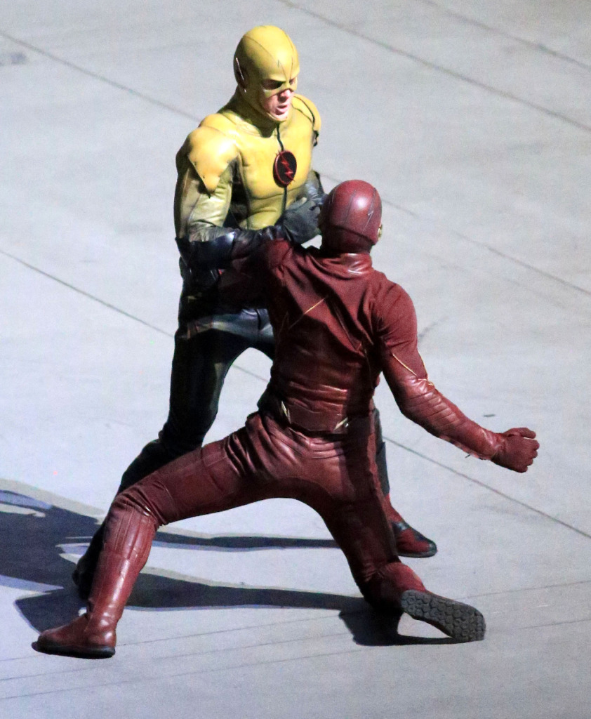 Exclusive... Grant Gustin Films A Fight Scene On The Set Of 'The Flash'