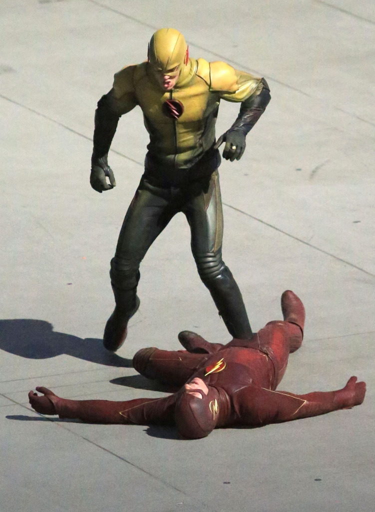 Exclusive... Grant Gustin Films A Fight Scene On The Set Of 'The Flash'