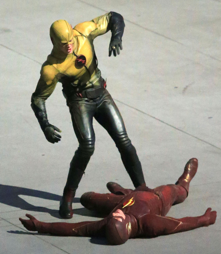 Exclusive... Grant Gustin Films A Fight Scene On The Set Of 'The Flash'